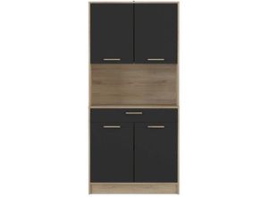 3456850127430 - Highboard mit 4 Türen und 1 Schublade Dekor Holz und Schwarz - L83 cm