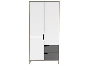 3456850127607 - Calicosy - Schrank mit 3 Türen und 2 Schubladen L889 cm - Weiß und Grau - Genius