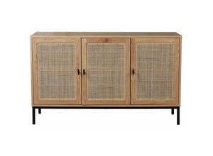 3456850130782 - Sideboard mit 3 Türen aus Rattan - L120 cm - Holz - Calicosy