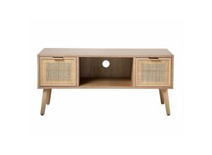 3456850130850 - TV-Möbel mit 2 Schubladen Vorderseite aus Rattan - L100 cm - Holz - Calicosy