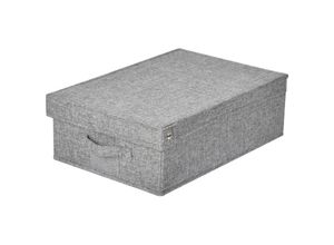 3456850132496 - Calicosy - Faltbare Aufbewahrungsbox mit Deckel aus Stoff mit Leinenoptik grau - H30 cm