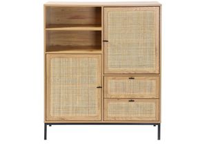 3456850132632 - Calicosy - Hohe Buffetschrank mit Rattanfronten - L100 x H120 cm - jaya