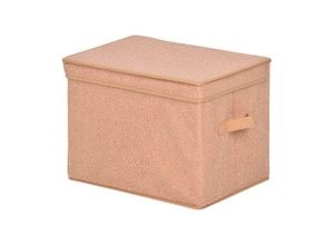 3456850221886 - Calicosy - Hohe Aufbewahrungsbox mit Deckel aus Bouclé-Stoff in Beige - H30 cm