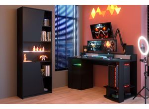 3480940294740 - Gaming 2 - Gamertisch mit Regal LED Beleuchtung mit Farbwechsel