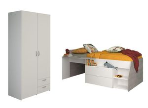 3480940301745 - Parisot Kinderzimmer Milky 14 - halbhohes Hochbett und Kleiderschrank