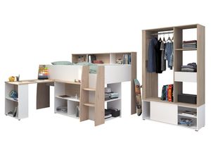 3480940302865 - Parisot Hochbett mit offenem Kleiderschrank Lucas 11