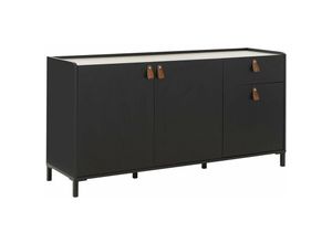 3483600960306 - Calicosy - Sideboard mit 3 Türen und 1 Schublade L160 cm - Amsterdam - Schwarz