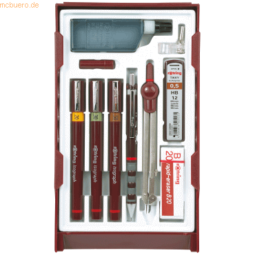 3501170699430 - rOtring Isograph Fineliner Master Set | mit Zirkel | 2 mm  3 mm  5 mm | 3 Stück