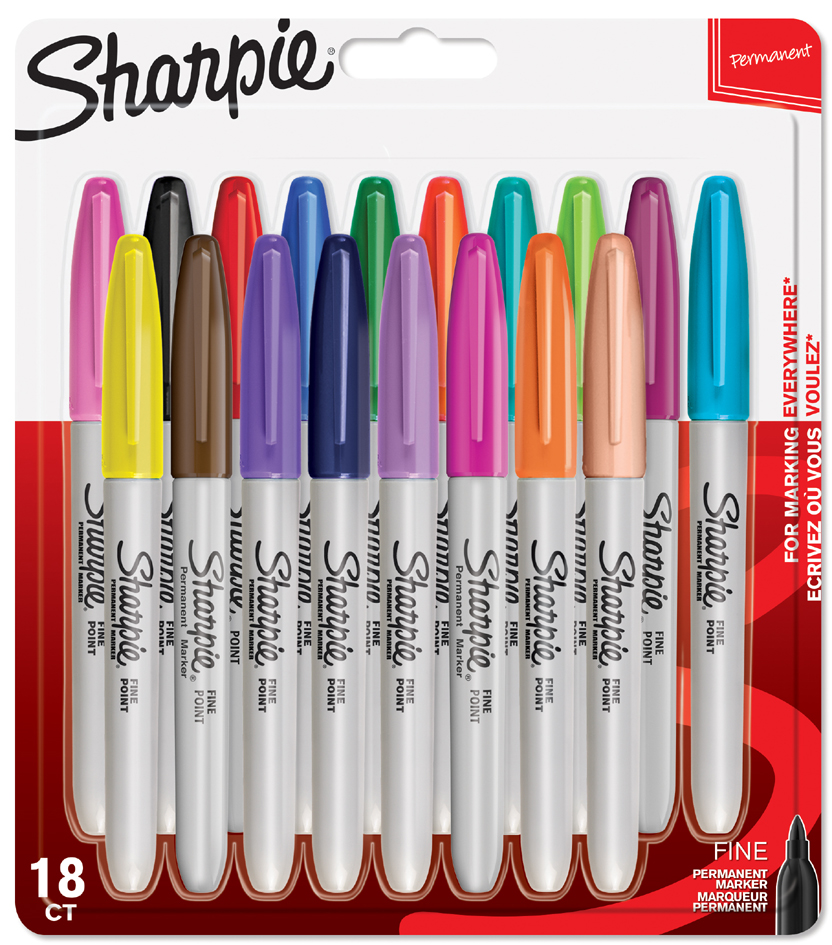 3501179961125 - Permanent Marker | Marker Stifte mit feiner Spitze | gemischte Farben | 18 Stück Market Set