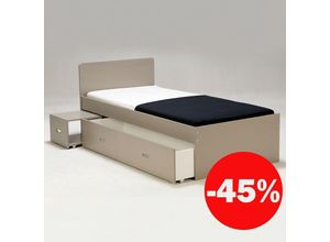 3514230015743 - Le Quai Des Affaires - Bett zenia 90x190 + 1 Nachttisch + 1 Schublade   Grau  1945x96x80