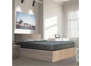 3514230018775 - Le Quai Des Affaires - Kastenbett madrid 160x200 + 1 Bettkasten   Eiche gebleicht  206x172x85 cm