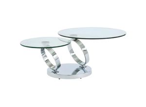 3517920757510 - Vente-unique - Couchtisch mit drehbaren Tischplatten - Sicherheitsglas & Metall - joline