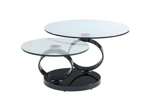 3517920855940 - Vente-unique - Couchtisch mit drehbaren Tischplatten - Sicherheitsglas & Metall - Transparent & Schwarz - joline