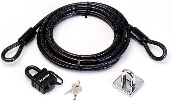 3520190934703 - Master Lock 8271EURDAT Stahlkabelvorhängeschloss und Anker - 45m x 10mm