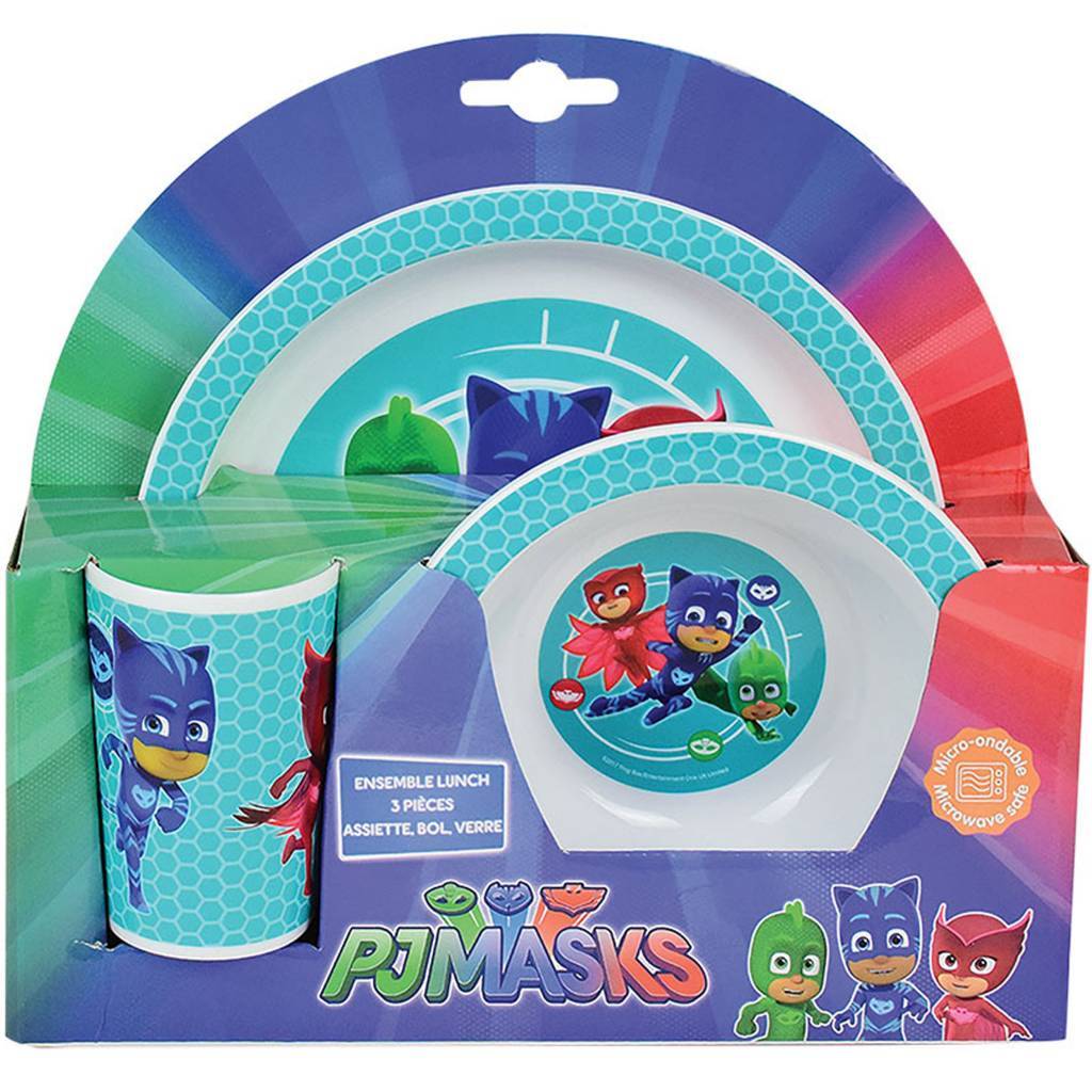 3524550055596 - Geschirrset Teller Schüssel Glas Kind Jemini Pyjamasques 3524550055596 - Geschirrset Teller Schüssel Glas Kind Jemini Pyjamasques