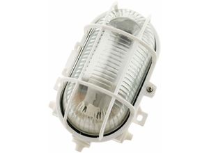 3545411410118 - Ovale Bullauge für Außenbeleuchtung 470 Lumen IP44 Aufputz mit Gitter weiß Elexity