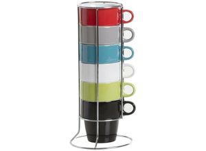 3560231197261 - Five Simply Smart - Ein Set mit 6 bunten Cappuccinotassen + einem Metallständer