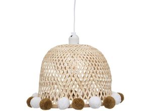 3560231526733 - Atmosphera - Hängeleuchte mit Pompons für Kinder Bambus D28 cm - Beige créateur dintérieur