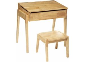 3560231528379 - Atmosphera Créateur Dintérieur - Schreibtisch für Kinder mit Stauraum + Sitzhocker Kautschukholz 2in1