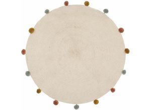 3560231625009 - Atmosphera Créateur Dintérieur - Kinderteppich - Baumwolle und Pompons - beige - D90 cm