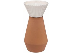 3560231659516 - Atmosphera Créateur Dintérieur - Blumenvase alicante Terrakotta mit Weiß 22 cm