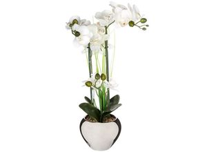 3560234471948 - Atmosphera Créateur Dintérieur - Künstliche Orchidee - Keramikvase silber - H53 cm