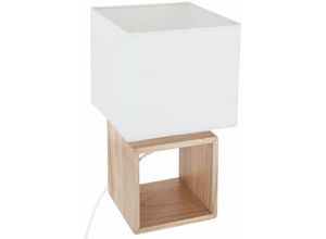 3560234522756 - Atmosphera - Lampe Quadratisch – 18 x 18 x 32 cm – Holz – Beige