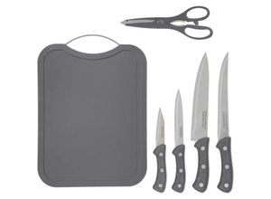 3560237248516 - Schneidebrett 4 messer und scheren - abmessungen L192 x B18cm - Sg secret de gourmet - grau