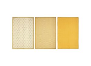 3560237545240 - Atmosphera Créateur Dintérieur - 3er-Set Küchentücher - bedruckt - Baumwolle - ockergelb - 45x70 cm