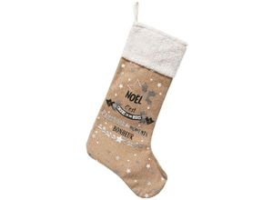 3560237560977 - Fééric Lights And Christmas - Jute-stiefel groß bedruckt h 45 cm - Feeric lights & christmas - beige