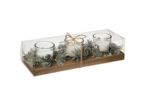 3560237580678 - Fééric Lights And Christmas - Kerze centerpiece trio weiße blätter 180 g - Feeric lights & christmas - weiß