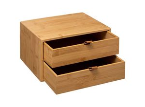 3560237583273 - 5five - Holzschatulle 2 Fächer Bambus 20 x 25 x 145 cm Aufbewahrungsbox mit 2 Schubladen