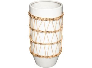 3560237593777 - Atmosphera - Vase - Keramik und Rattan - weiß - H25 cm Weiß