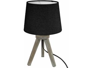 3560238334584 - Atmosphera - Lampe Holz Stativ Lampenschirm schwarz H31 Schwarz