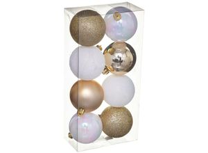 3560238342107 - Fééric Lights And Christmas - Christbaumkugeln Colorama de Noël 8er-Set aus Kunststoff d 7 cm - Weißes Gold