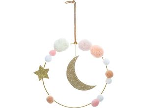 3560238649893 - Atmosphera Créateur Dintérieur - Kinder-Wanddekoration Luna - Pompons und Eisen - 14 -5x21 -5 cm