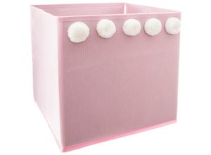 3560238650394 - Atmosphera Créateur Dintérieur - Kinder-Aufbewahrungsbox mit Pompons - rosa