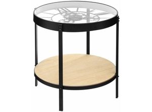 3560238652435 - Atmosphera Créateur Dintérieur - Couchtisch mit Uhr und Regal meca ø 49 cm Metall - Atmosphera