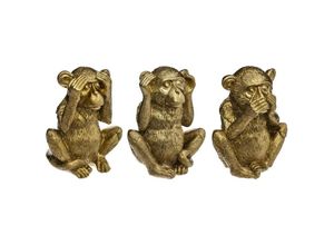 3560238665374 - Atmosphera Créateur Dintérieur - Set aus 3 Statuen Weise Affen - Kunstharz - golden h 17 cm