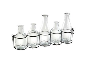 3560238705896 - Atmosphera Créateur Dintérieur - Set aus 5 Stielvasen - Glas und Metall - transparent