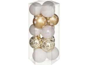 3560238714041 - Fééric Lights And Christmas - Christbaumkugeln Colorama de Noël 15er-Set aus Kunststoff d 5 cm - Gold   Weiß