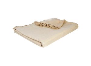 3560239261773 - Atmosphera Créateur Dintérieur - Baumwoll-Tagesdecke in beige mit Fransen 230x250 cm auf dem Sofa