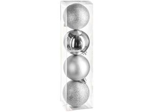 3560239509899 - Weihnachtskugel 80 mm x 4 silber - Feeric lights & christmas - Silber