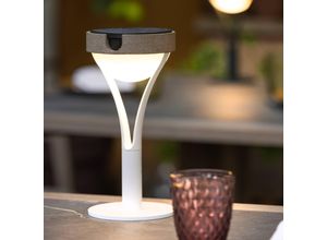 3561616400020 - LED-Solartischleuchte Tyble weiß   teak 2700 K 200 lm