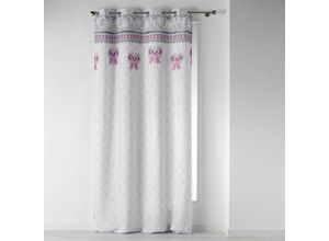 3574384078872 - Douceur Dintérieur - Fenstervorhang mademoiselle 140 x 260 cm weiß mit rosa Schleifen