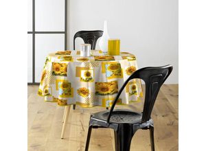 3574387108231 - Runde Tischdecke mit Sonnenblumen SUNFLOWER Ø 160 cm Kunststoff