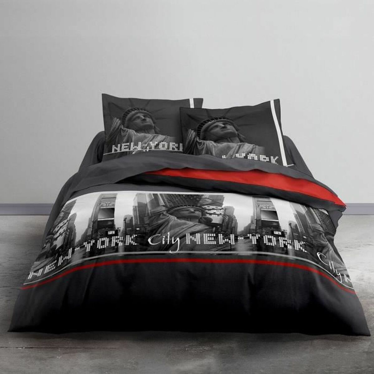 3574641152727 - Duvet cover set Clem Black Red Double bed 220 x 240 cm