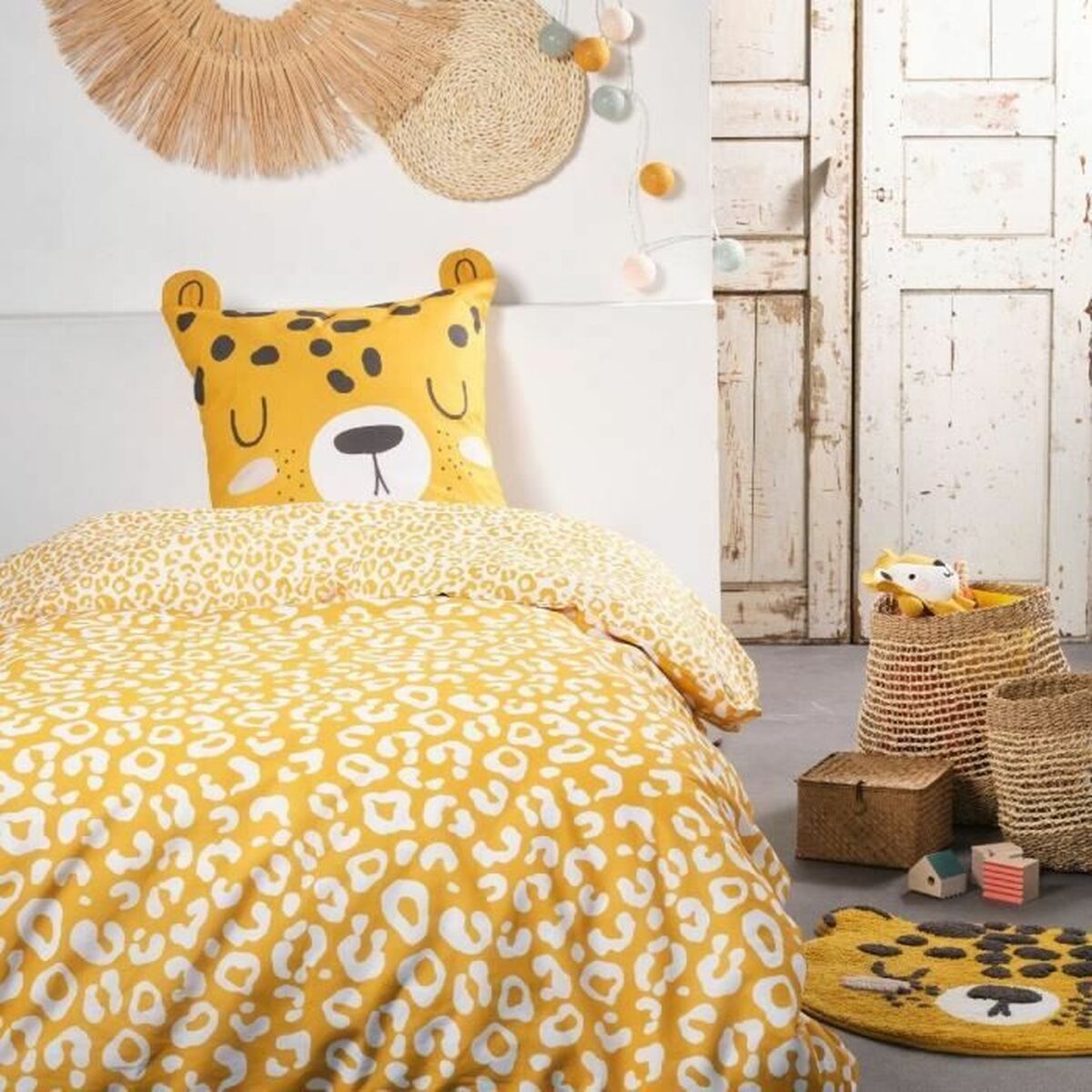 3574641208301 - Duvet cover set Yellow Jaune 140 x 200 cm Leopard