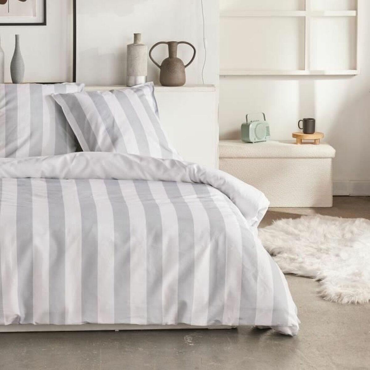 3574641274597 - Duvet cover set White Grey Super king 220 x 240 cm 3574641274597 - Duvet cover set White Grey Super king 220 x 240 cm