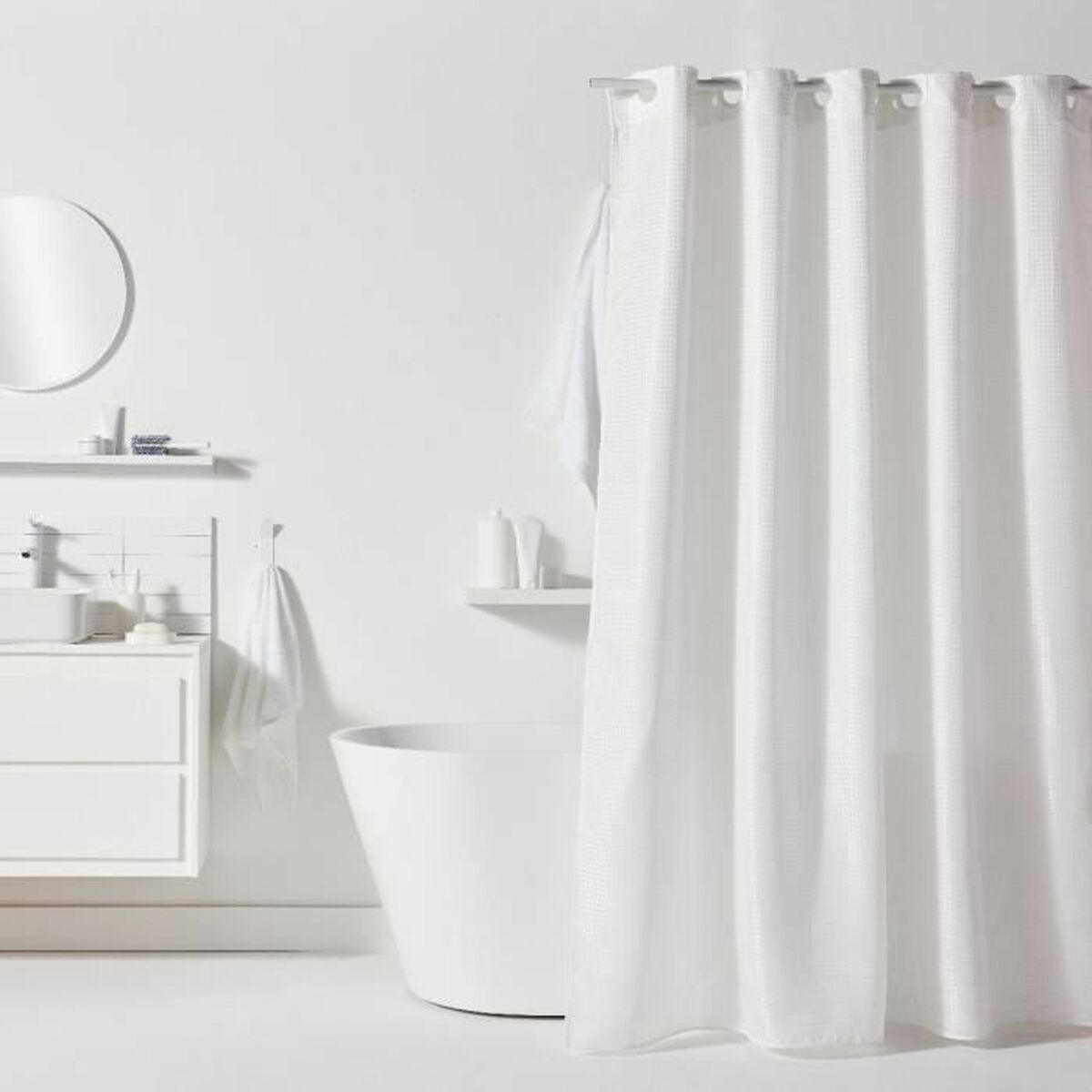 3574641275525 - Duschvorhang Weiß Polyester 180 x 200 cm (12 Stück)